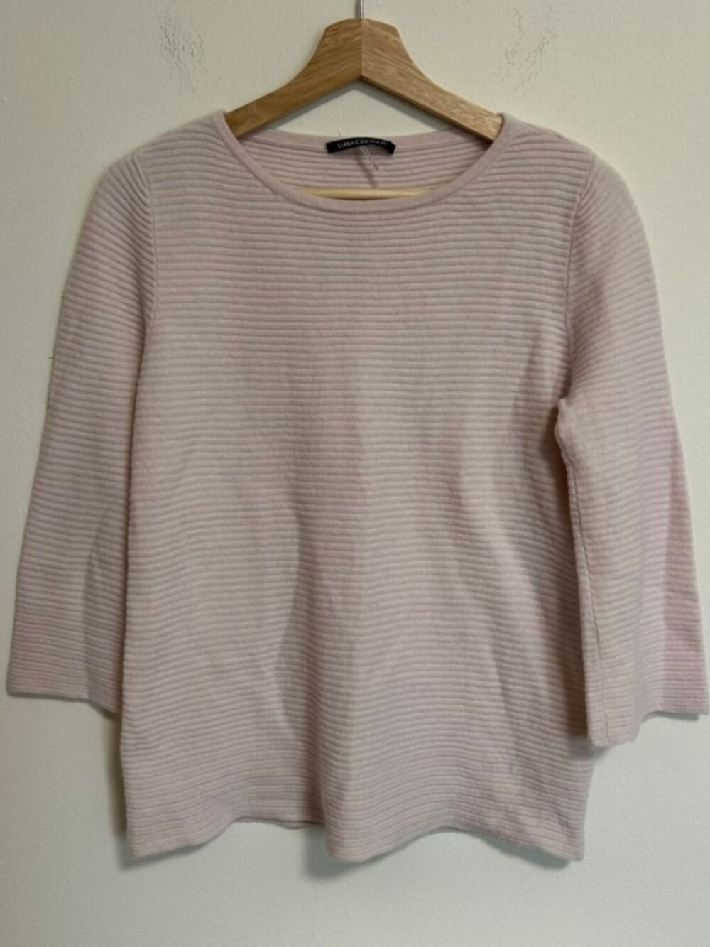Luisa Cerano Wool/Silk/Cashmere Blend Ribbed Sweater Blush Pink EUC Sz M (10)
